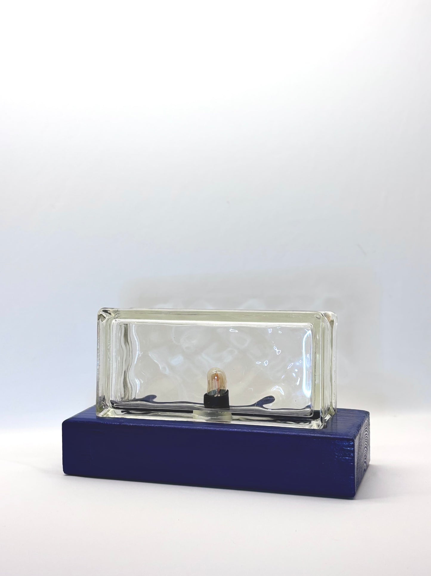 Tischlampe aus Vintage Glasbaustein: ööö - L