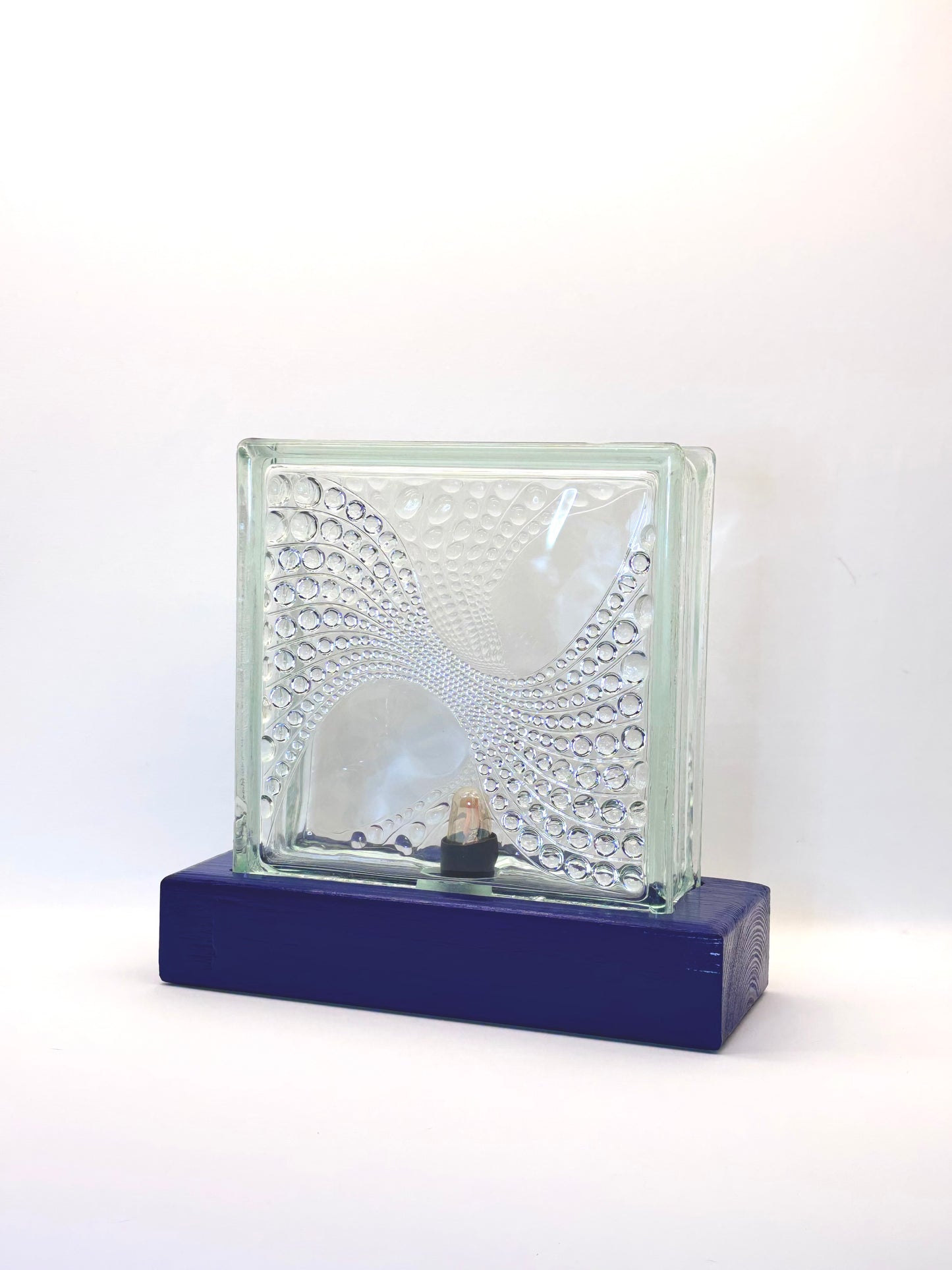 Tischlampe aus Vintage Glasbaustein: xxx - L