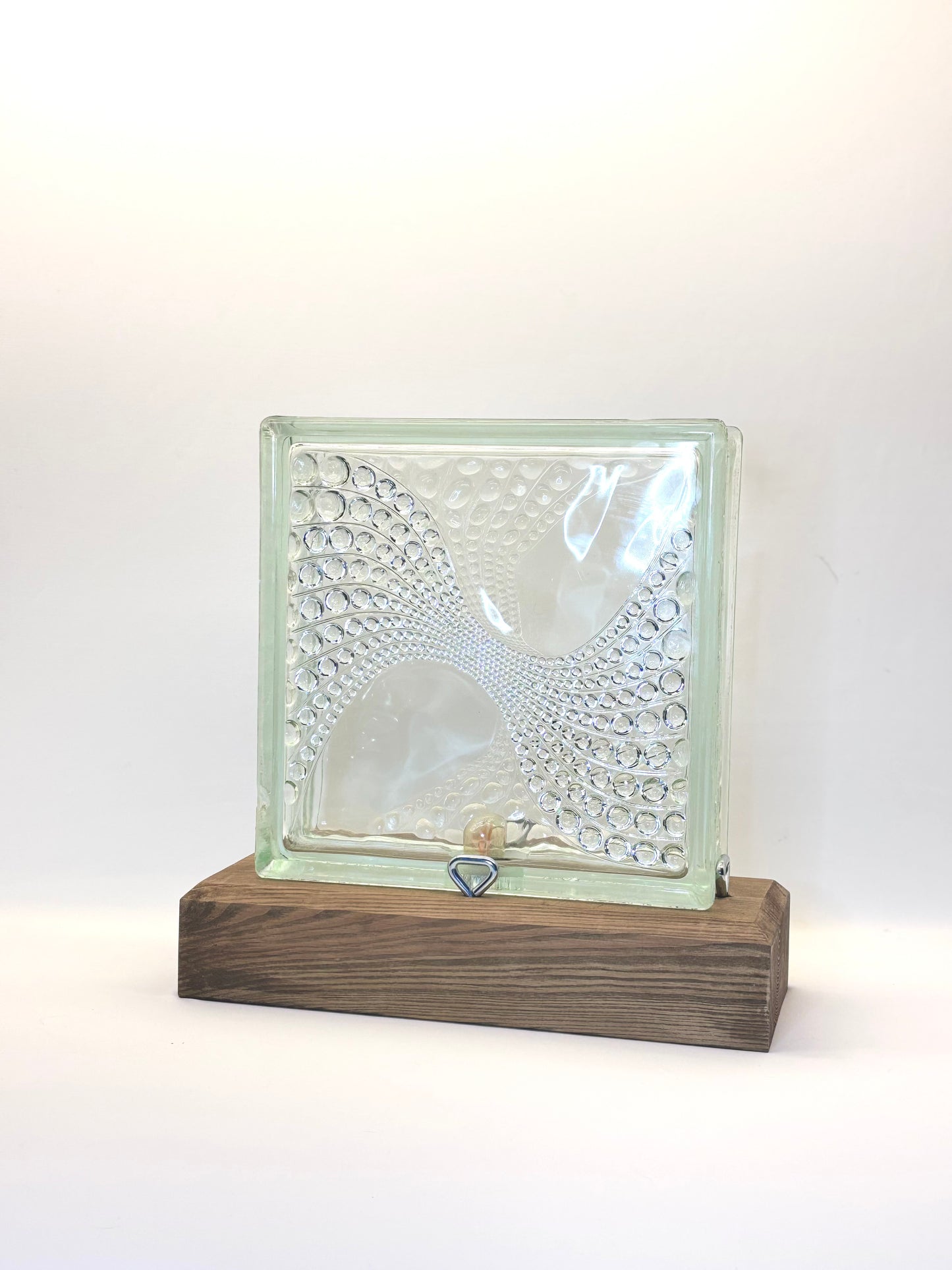 Tischlampe aus Vintage Glasbaustein: xxx - L