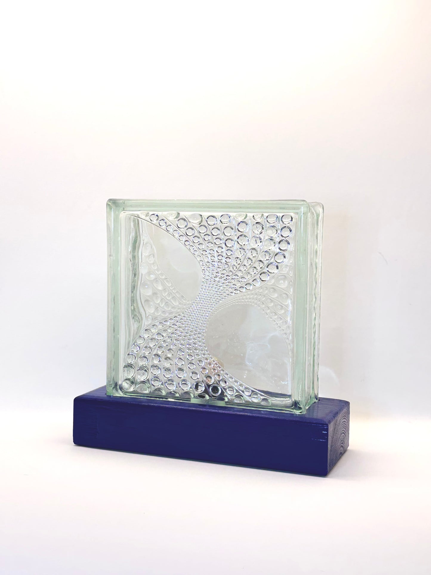 Tischlampe aus Vintage Glasbaustein: xxx - L