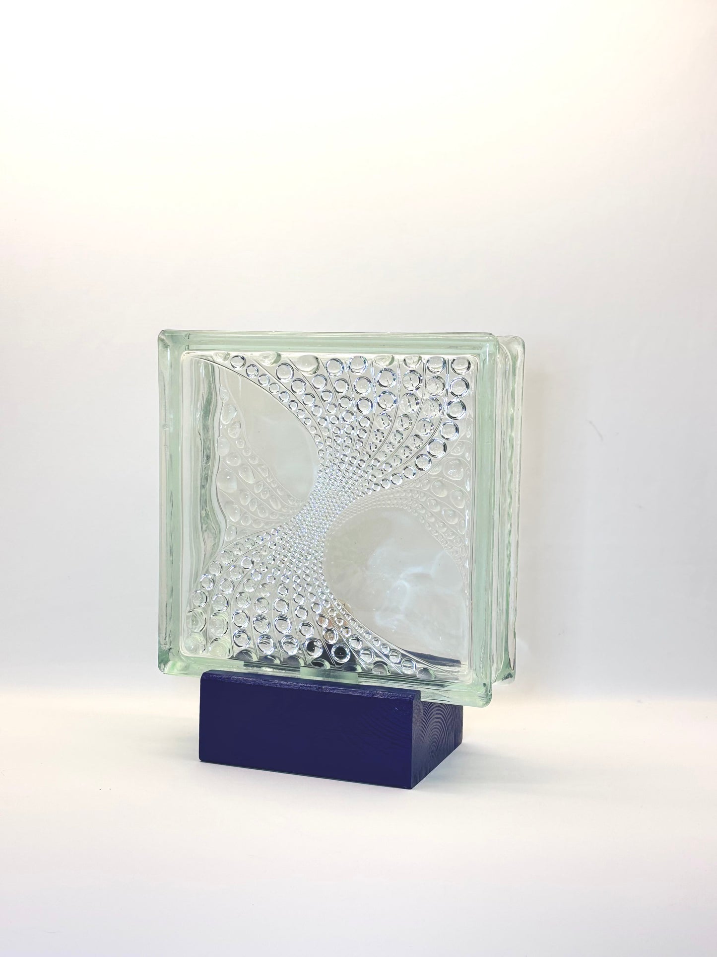 Tischlampe aus Vintage Glasbaustein: xxx - L